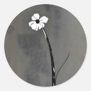 Adesivo Pintura a preto e branco de uma flor minimalista