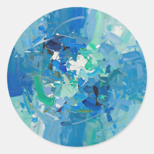 Adesivo Pintura Abstrata do Oceano Azul com Facas de Palet
