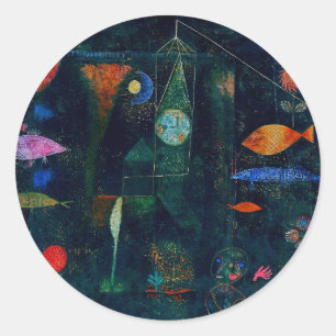 Adesivo Pintura Abstrata Magia de Peixes de Paul Klee Arte