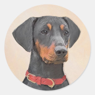 Adesivo Pintura Alemã Pinscher Pintura Original Arte Anima