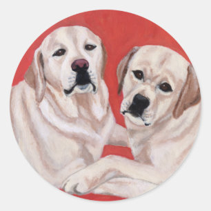 Adesivo Pintura amarela do duo de Labrador
