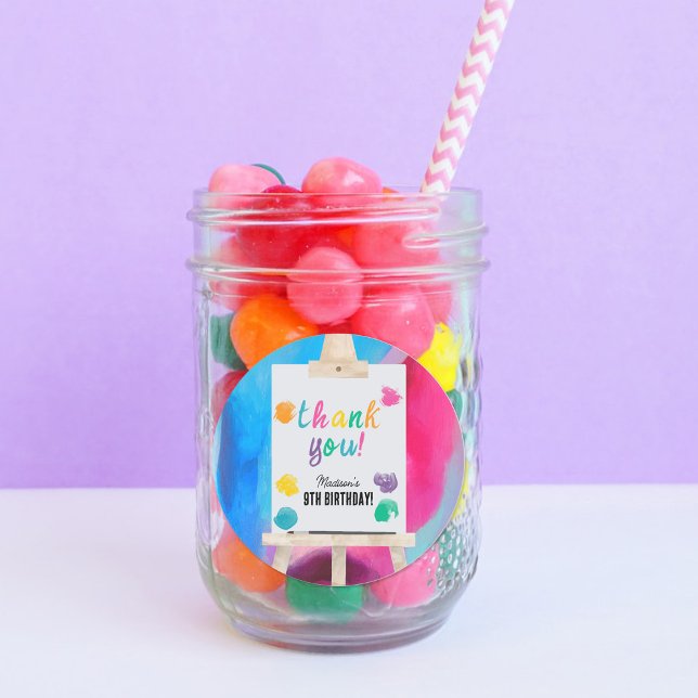 Adesivo Pintura Artesanato Artista Paint Aniversário Obrig (Art Painting Craft Artist Paint Birthday Thank Yo Classic Round Sticker)