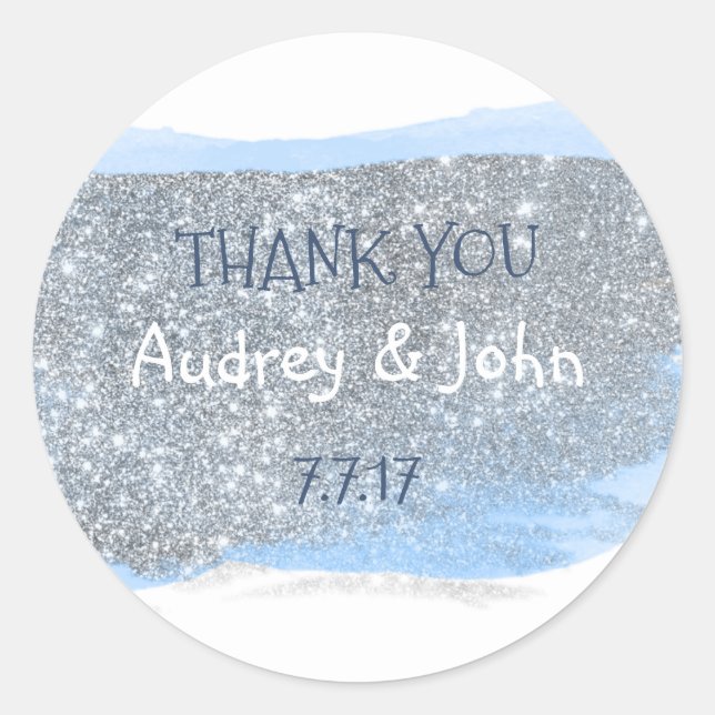 Adesivo Pintura Azul Pastel de Lata de Prata Obrigado (Frente)