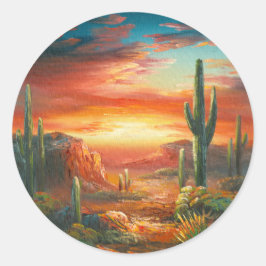 Adesivo Pintura Colorida De Uma Pintura Solar No Deserto