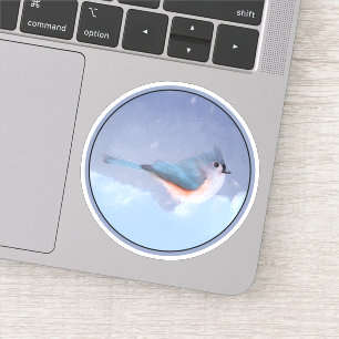 Adesivo Pintura com Titmouse Tufado - Arte original com Av