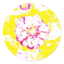 Pintura da Flor de Verão Amarelo e Rosa Dahlia