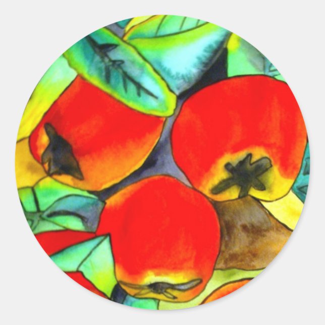 Adesivo Pintura de água das Maçãs Vermelhas (Frente)