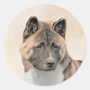 Adesivo Pintura de Akita - Arte Original de Cachorro Fofo