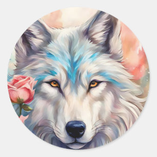 Adesivo pintura de animais selvagens de rosas rosa-cabeça-