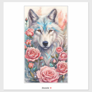 Adesivo pintura de animais selvagens de rosas rosa-cabeça-