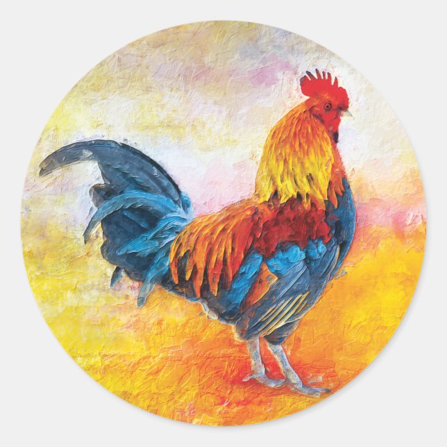 Adesivo Pintura de Arte Digital Colorida Rooster (Frente)