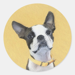 Adesivo Pintura de Boston Terrier - Arte de Cão Original 