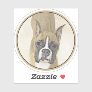 Adesivo Pintura de Boxer - Arte Original de Cachorro Fofa