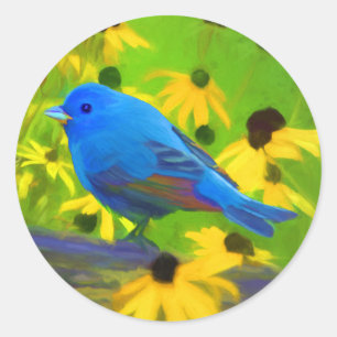 Adesivo Pintura de Bunting Indigo - Arte de Pássaro Origi