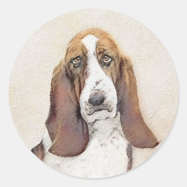 Adesivo Pintura de Cachorro Basset - Arte de Cachorro Orig (Frente)