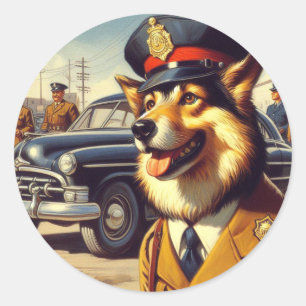 Adesivo Pintura de Cachorro da Polícia de Retro