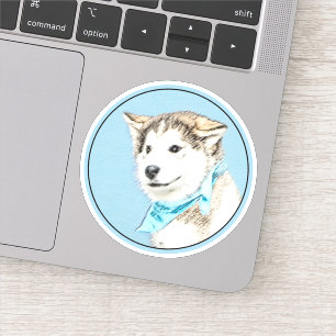 Adesivo Pintura de Cachorro de Husky Siberiano - Arte Orig