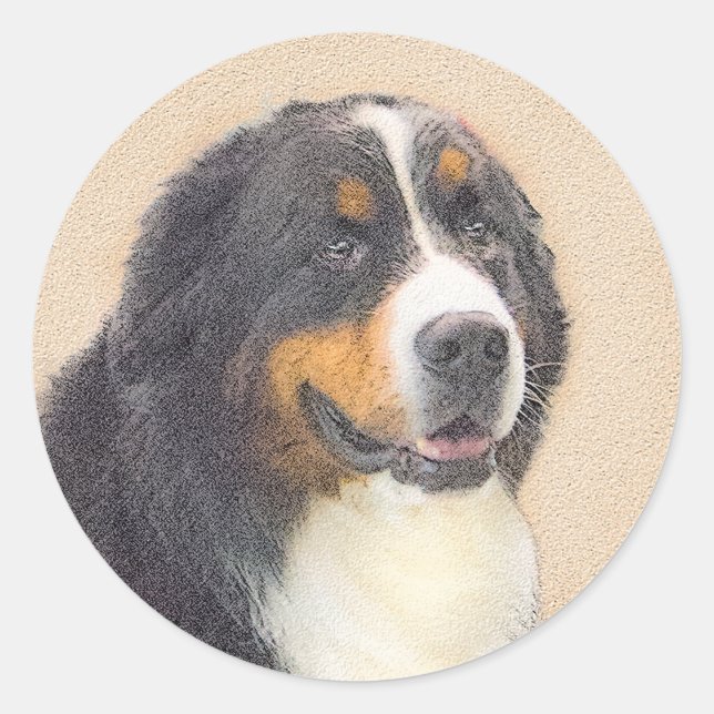 Adesivo Pintura de Cachorro de Montanha Bernese - Arte Ori (Frente)