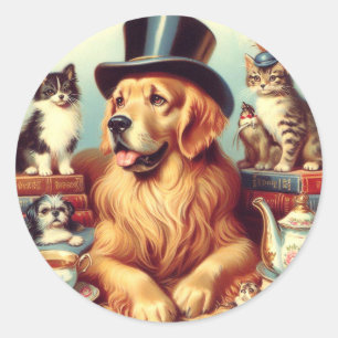 Adesivo Pintura de Cachorro de Vintagem Cura