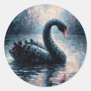 Adesivo Pintura de Cisne Negro Nadando