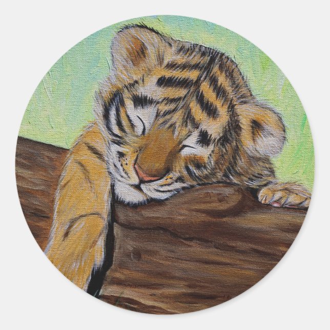 Adesivo Pintura De Cubo De Tigre Com Dormência (Frente)