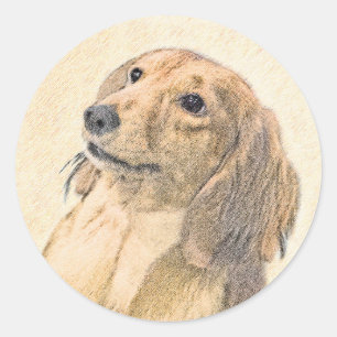 Adesivo Pintura de Dachshund (Longhaired) - Arte de Cão O