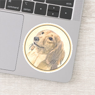 Adesivo Pintura de Dachshund (Longhaired) - Arte de Cão Or