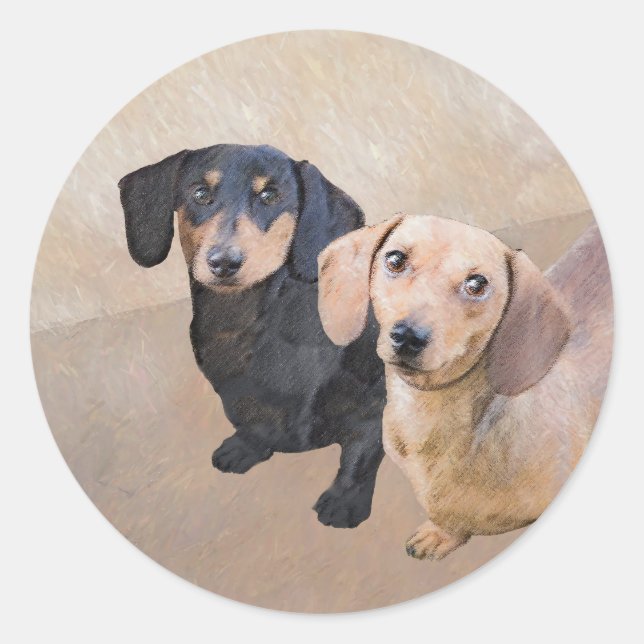 Adesivo Pintura de Dachshund (Smooth) - Arte de Cão Origin (Frente)