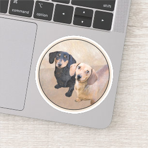 Adesivo Pintura de Dachshund (Smooth) - Arte de Cão Origin