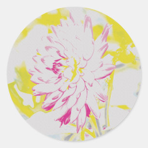 Adesivo Pintura de Flor de Dália Amarela e Rosa de Verão