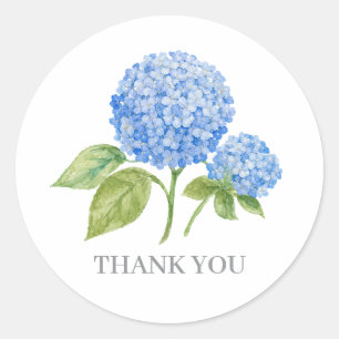 Adesivo Pintura de Flor de Hortênsia Azul Obrigado