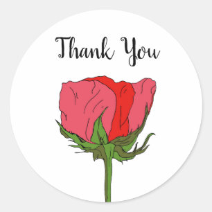 Adesivo Pintura de Flor de Rosa Personalizada Obrigado