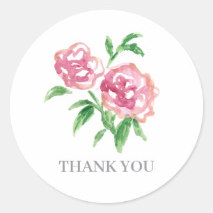 Adesivo Pintura de Flores de Peônias Rosa Obrigado