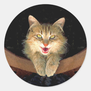Adesivo Pintura De Gatos Loucos - Arte De Gato Original Bo
