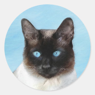 Adesivo Pintura de Gatos Siameses - Arte de Gato Original 