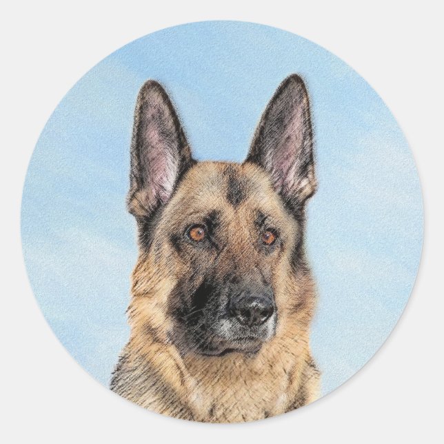 Adesivo Pintura de german shepherd - Arte de Cachorro Orig (Frente)
