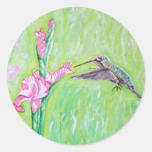 Adesivo Pintura de Hummingbird e Gladioli