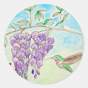 Adesivo Pintura de Hummingbird e Wisteria