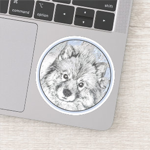 Adesivo Pintura de Keeshond Beth - Arte de Cachorro Origin