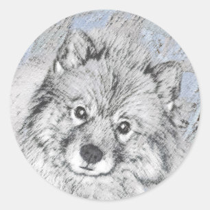 Adesivo Pintura de Keeshond Beth - Arte de Cachorro Origin