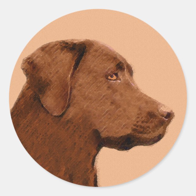 Adesivo Pintura de Labrador Retriever (Chocolate) - Arte C (Frente)
