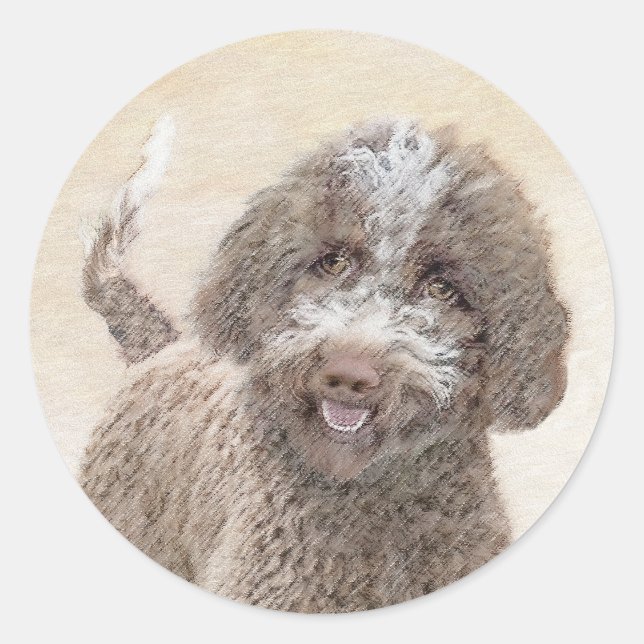 Adesivo Pintura de Lagotto Romagnolo - Arte de Cachorro Or (Frente)
