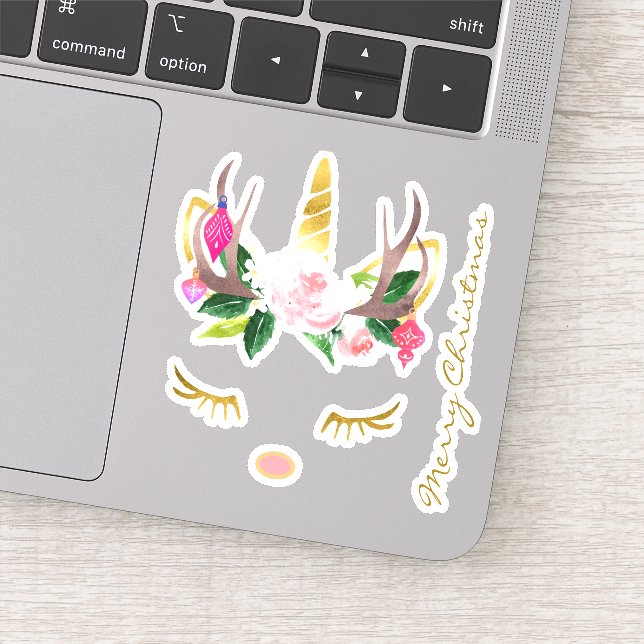 Adesivo Pintura de Natal Unicórnio Coloca-Colas Barris e N (Detalhe)