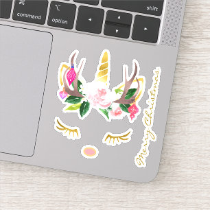 Adesivo Pintura de Natal Unicórnio Coloca-se com os dentes