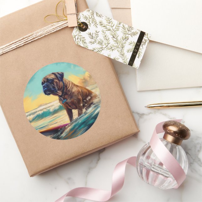 Adesivo Pintura de Navegação em Praia Bullmastiff (Presentear)