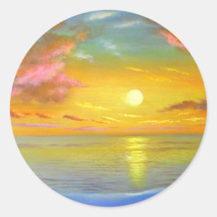 Adesivo Pintura de paisagem marinha com vista para a praia