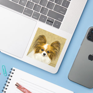 Adesivo Pintura de Papillon (Hound Tri) - Arte de Cão Orig