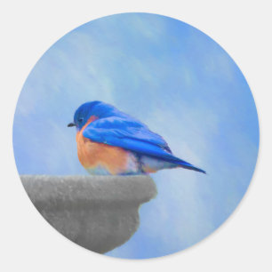 Adesivo Pintura de Pássaro Azul - Arte de Pássaro Original