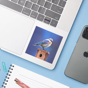 Adesivo Pintura de pássaro-azul (feminina) - Arte de pássa