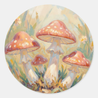 Adesivo Pintura de Prado de Cogumelos Vermelhos Caprichoso